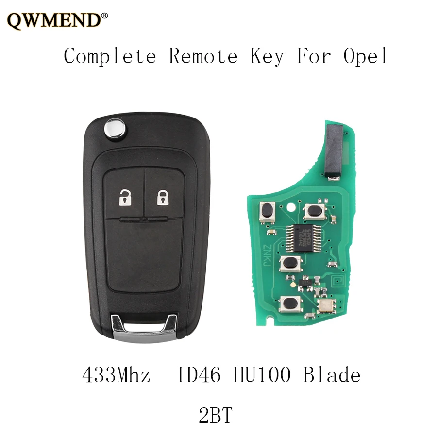 QWMEND 2 кнопки 433 МГц полный дистанционный брелок для Opel Vauxhall Astra J Corsa E Insignia Zafira C 2009