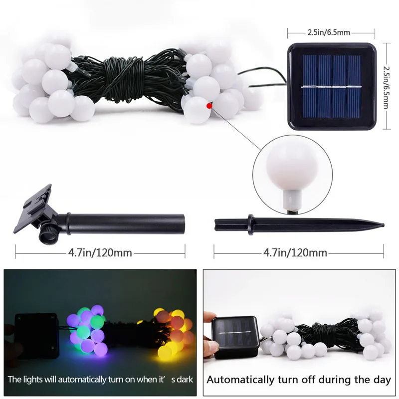 SOCO 20/30/50LED Solar Ball Led Fairy String LightColorful Outdoor Waterproof Lighting for Garden Holiday Party Home Decorative | Освещение