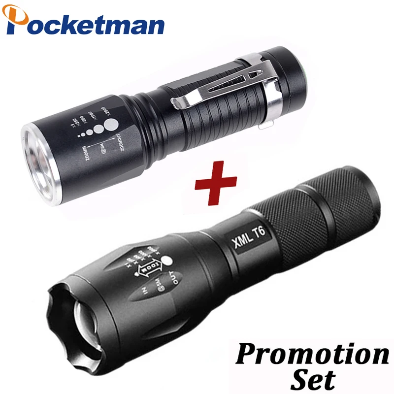 

High Bright E17 XM-L T6 LED Flashlight 5-Mode Zoomable linternas LED Torch by 1*18650 or 3*AAA Free shipping led Flashlight