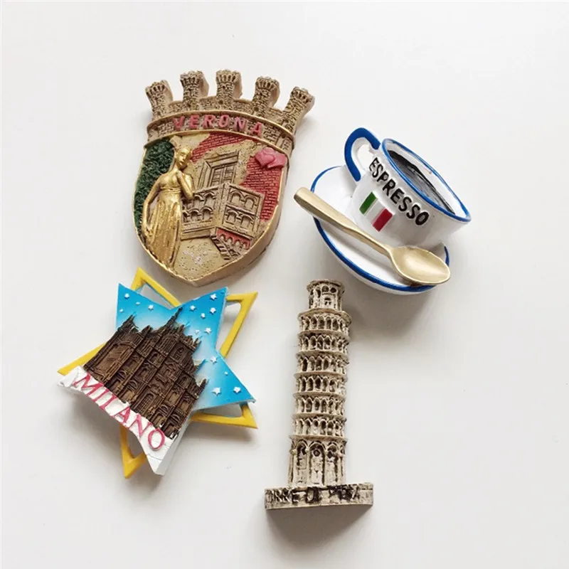 Italy MILANO/VERONA Romeo and Juliet/Leaning Tower of Pisa Fridge Magnet Tourist Souvenirs Decorative Refrigerator Magnets
