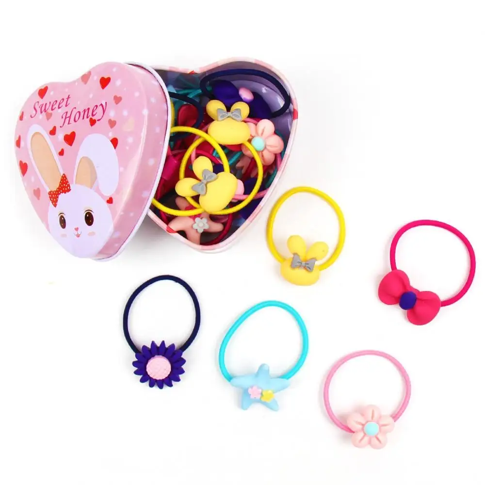 

20/100 pcs/Lot New Gift Box Packed Girls Cartoon Scrunchies Elastic Cute Headbands Flower Rubber Bands Headwear Hair Accessories