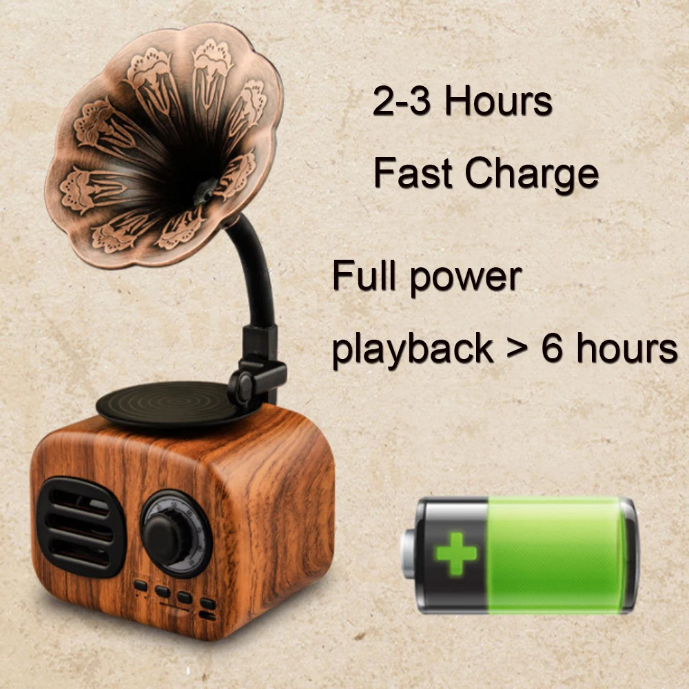 Ретро граммофон Bluetooth Динамик Беспроводной FM радио Поддержка ФТ карты долгого