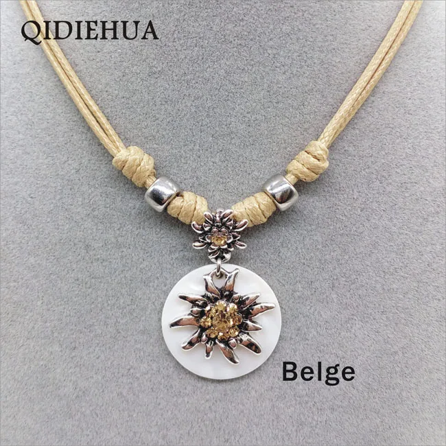 belge QIDIEHUA модное 12 цветов ожерелье Эдельвейс, натуральное ожерелье Октоберфест, ручная работа, ювелирное изделие - Окраска металла: belge