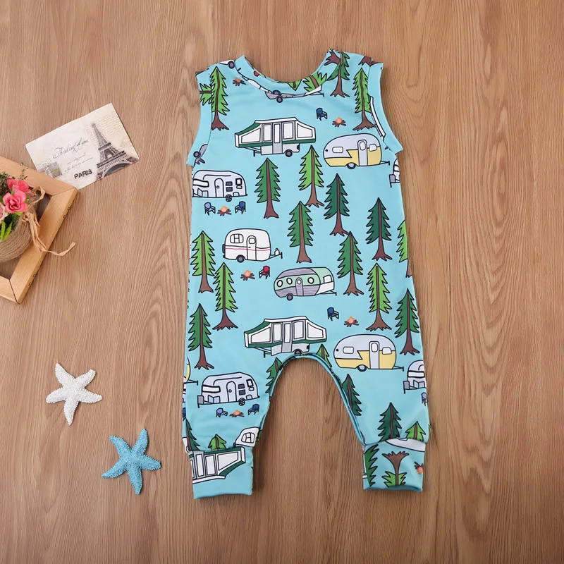 Детский комбинезон на пуговицах без рукавов с круглым вырезом|cartoon romper|newborn