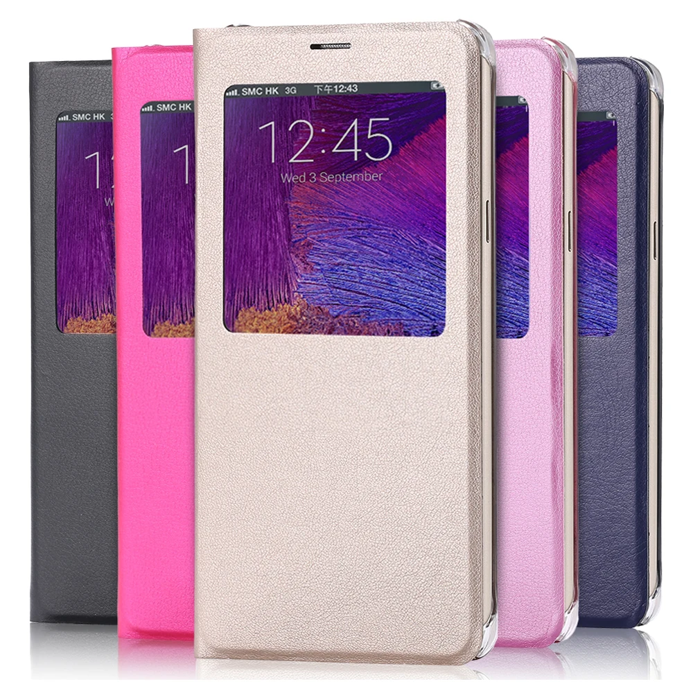Чехол-книжка из искусственной кожи с окошками для Samsung Galaxy S6 S7 edge S8 S9 Plus Note 8 9 + |
