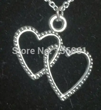 Винтажные Серебристые кулоны клюшки для гольфа с шаровым типом Двойное сердце