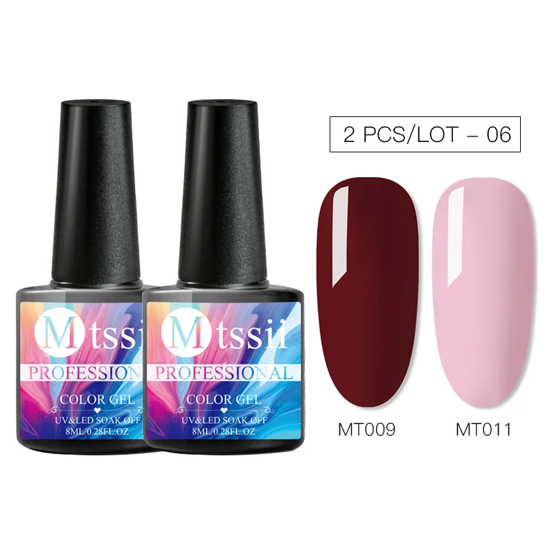 Mtssii 1/2Pcs UV Nail Gel Polish Set DIY Glitter Salon Nail Lacquer Enamel Semi Permanent Pink Led Gel Kits Nail Art Decoration