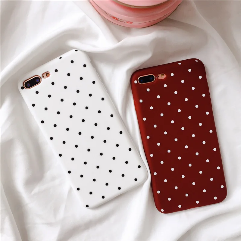 Чехлы для телефонов в винно-красный горошек iPhone 6 s Plus XS Max Wave Point Heart Cover Мягкий