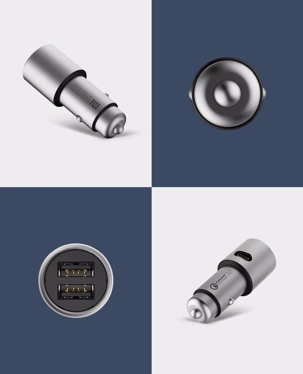 Официальное Оригинальное Xiaomi Mi автомобильное зарядное устройство QC3.0 Dual USB быстрая зарядка Макс 5 V/3A 9 V/2A 15 V/1.5A для iphone 6,7, 8, huawei p20 10