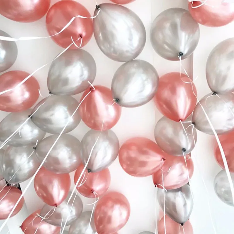 rose gold silver 10, 20 шт./лот, 10 дюймов, 2,2 г, золотые, серебристые, розовые латексные воздушные гелиевые шары, праздничные, свадебные украшения, принадлежности для дня рождения - Цвет: rose gold silver