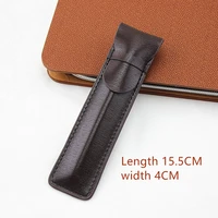 1pcs leather fountain pencil bag handmade genuine pen cases cover sleeve pouch office school students supplies