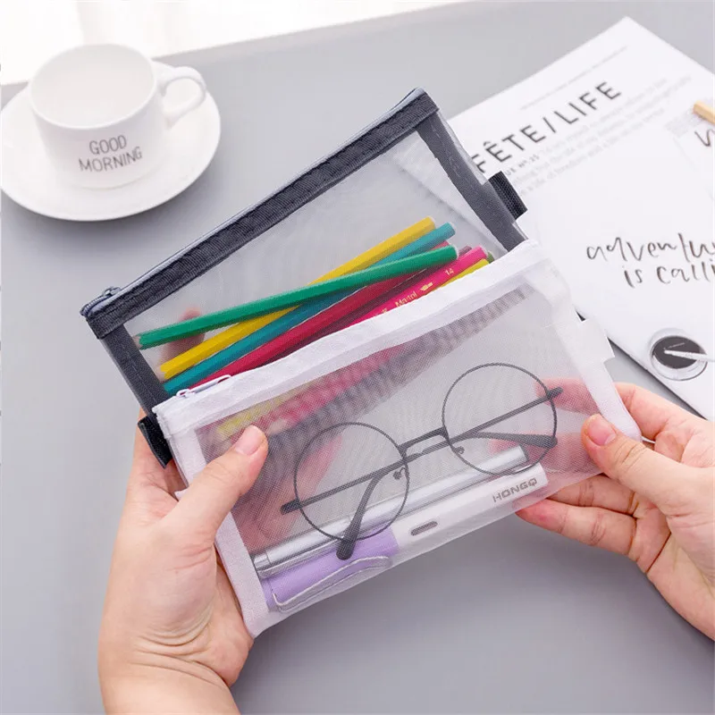 Helpro простые прозрачные сетчатые пеналы для офиса школы канцелярские