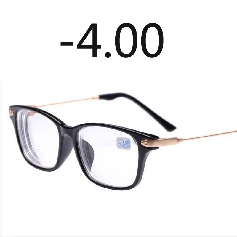 myopia 400 Готовые Очки для близорукости черная оправа металлические золотые ножки прозрачные линзы прицельные очки по рецепту-1-1,5-2-2,5-3-3,5-4 - Цвет оправы: myopia 400