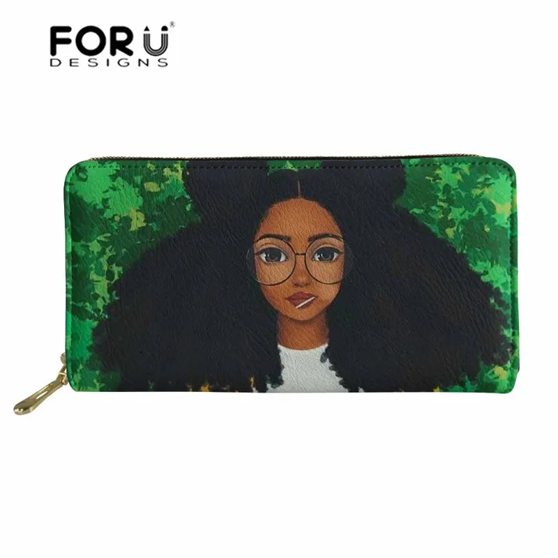 Кошелек FORUDESIGNS для женщин Модный черный Дамский бумажник из искусственной кожи с
