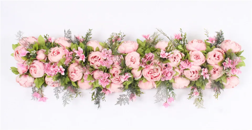custom made Artificial rose flower row Wedding background wall arch Welcome desk decorative fake flower Home holiday decoration