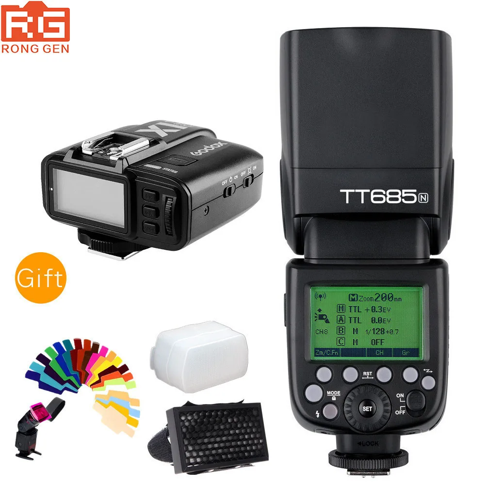 Godox TT685N 2,4G Вспышка для фотокамер Speedlite HSS 1/8000 s i-ttl GN60 беспроводной скоростной вспышки+ X1T-N с триггерным управлением для Nikon D7100 D5200 D810+ подарок