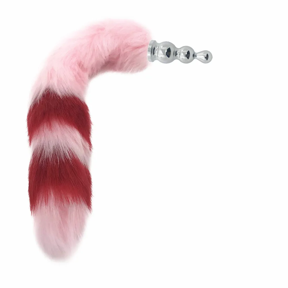 Мягкая натуральная лисий мех металлическая Анальная пробка из нержавеющей стали