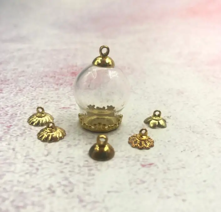 5 шт./лот 20x15 мм полый стеклянный шар orb купол Корона Базовая крышка стеклянная