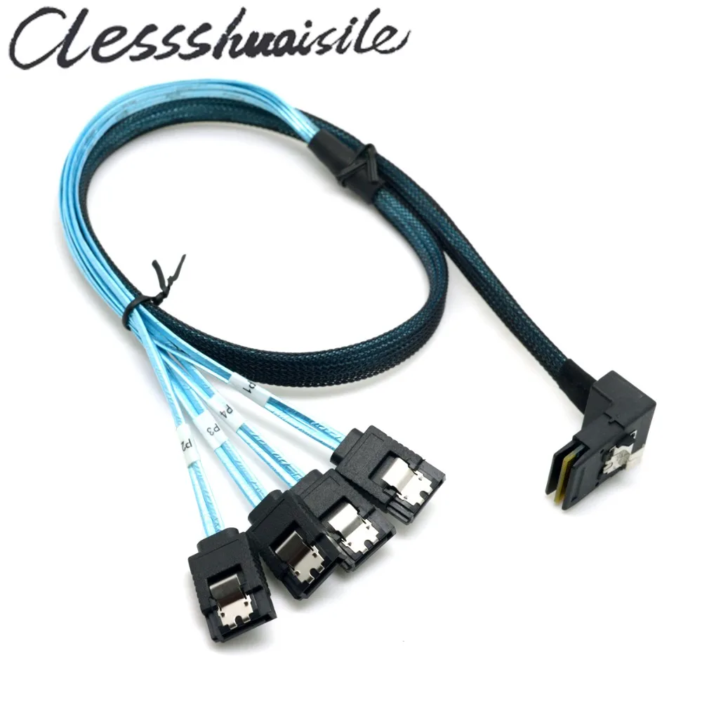 Прямоугольный 90-градусный Mini SAS 4i SFF-8087 узловой до 4 SATA 7Pin