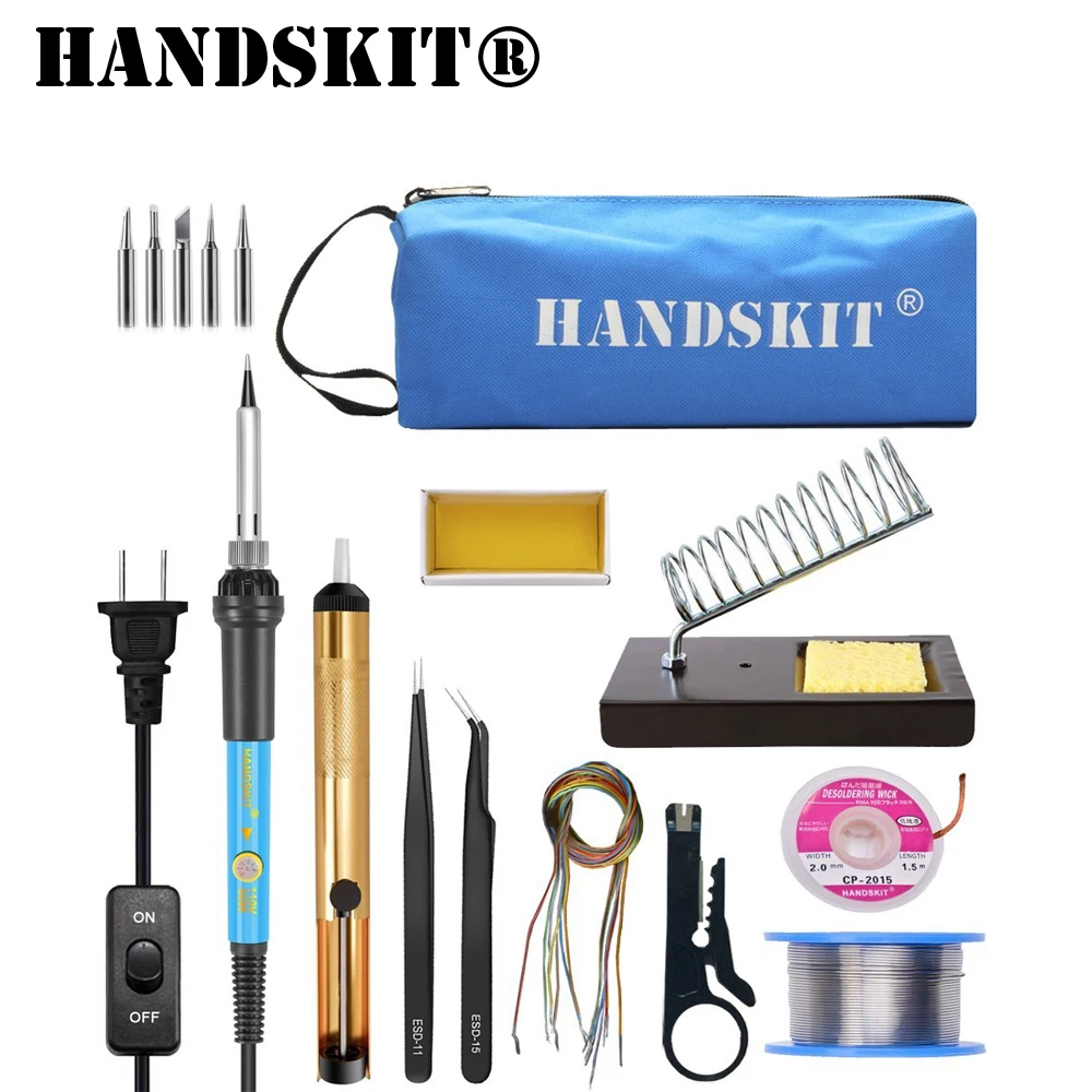 Паяльник Handskit 60 Вт 110 В 220 набор паяльника с регулируемой температурой + 5