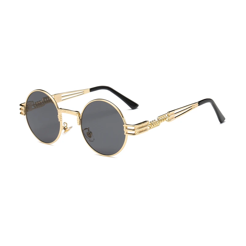 GD2680-8 Psacss Round Punk Polarized Sunglasses Men Women Alloy Glasses Frame Vintage Brand Designer Sun Glasses For Driving Party UV400 - Lenses Color: GD2680-8