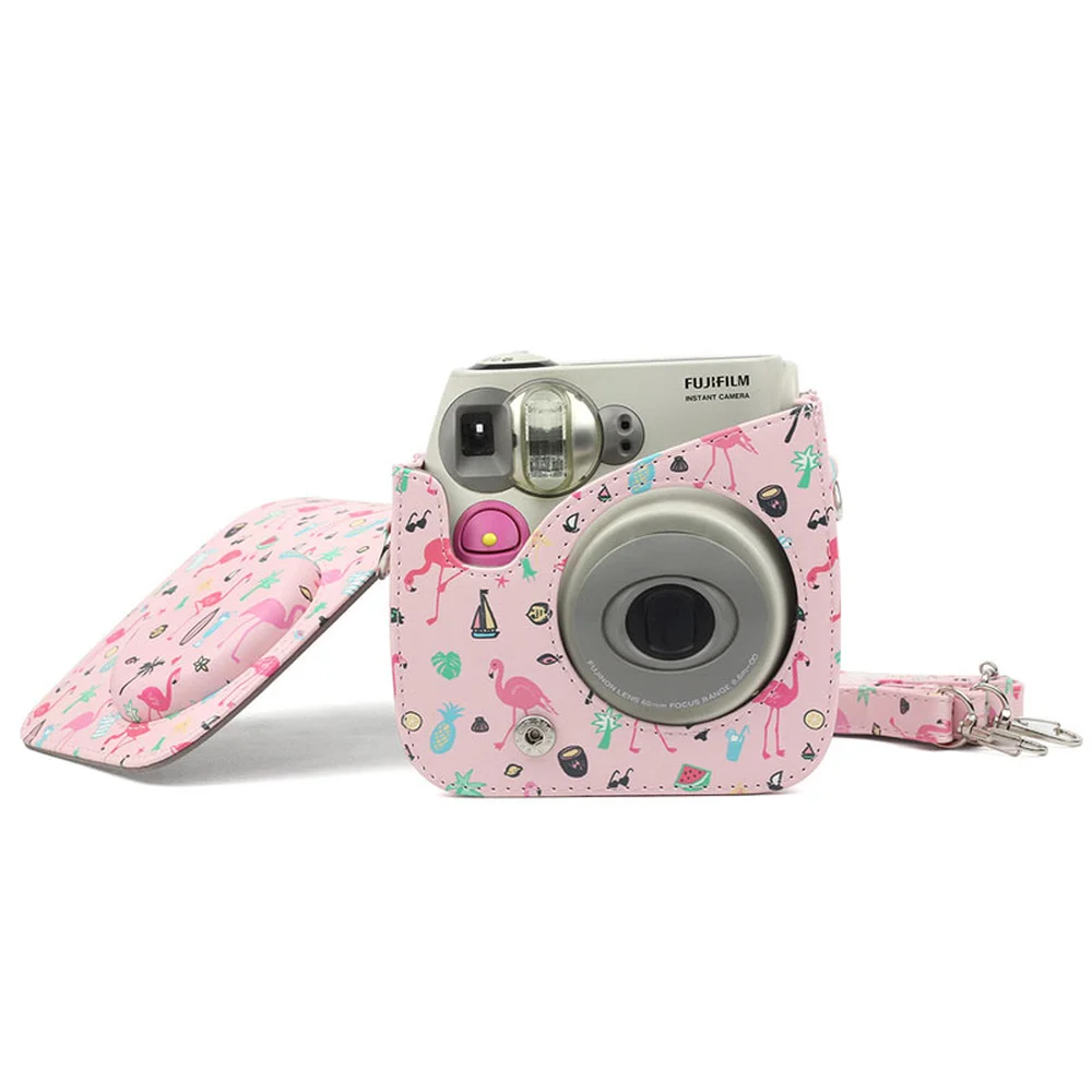 Сумка для камеры Fujifilm Instax Mini 7S 7C сумка из искусственной кожи с фламинго