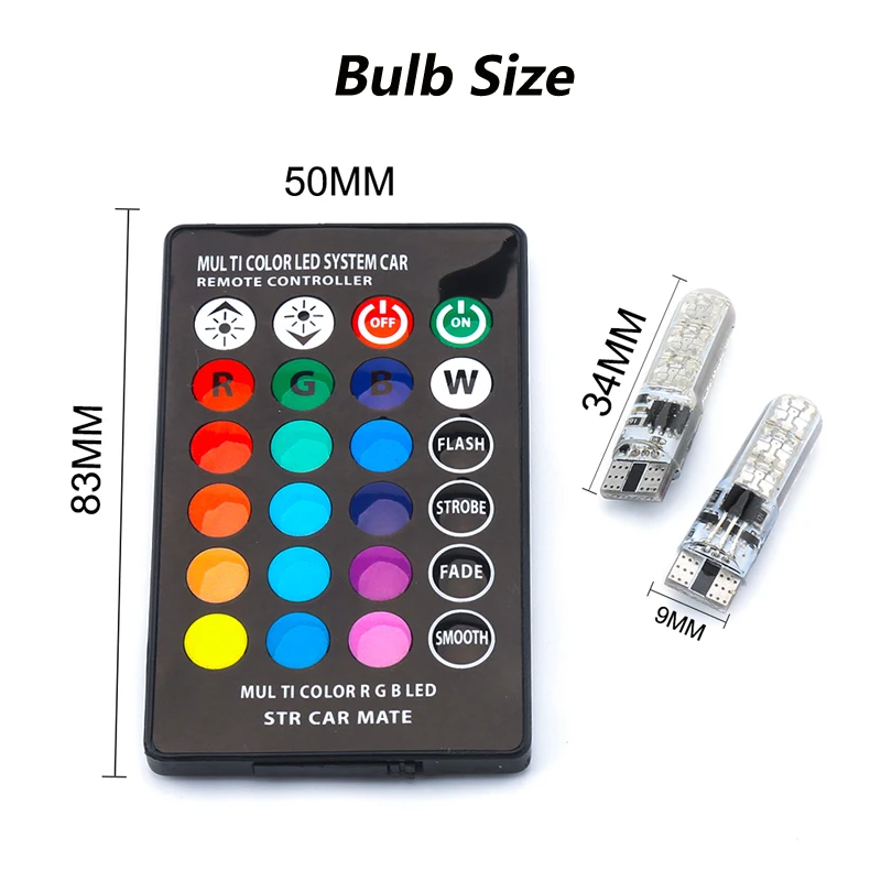 RGB светодиодный T10 W5W 194 габаритный свет ширина света источник Многоцветный 5050