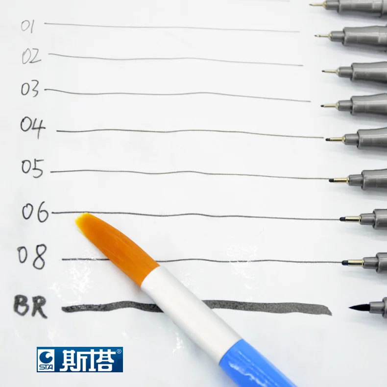STA 9 шт./компл. Pigma Micron игольчатая ручка Водонепроницаемая устойчивая к выцветанию