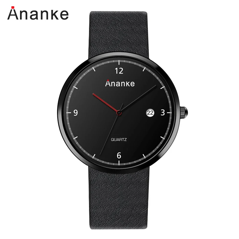 

2018 New Black Minimalist Leather Causal Thin Watch Simple Men Watch Quartz Clock Wrsit Watch Relogio masculino Orologio Uomo