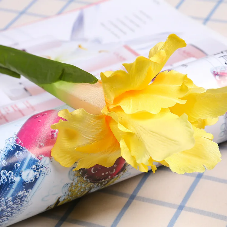 yellow Iris Искусственный Цветок ириса ветка Весна Свадебный декор домашний стол украшение Флорес Шелковый Искусственный цветок вечерние принадлежности - Цвет: yellow Iris
