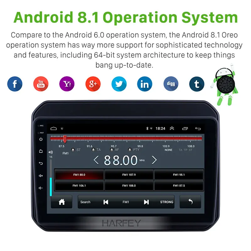 Harfey 9 &quotAndroid 8 1 GPS автомобильное радио для Suzuki IGNIS 2016-2018 с Bluetooth USB WIFI AUX поддержка