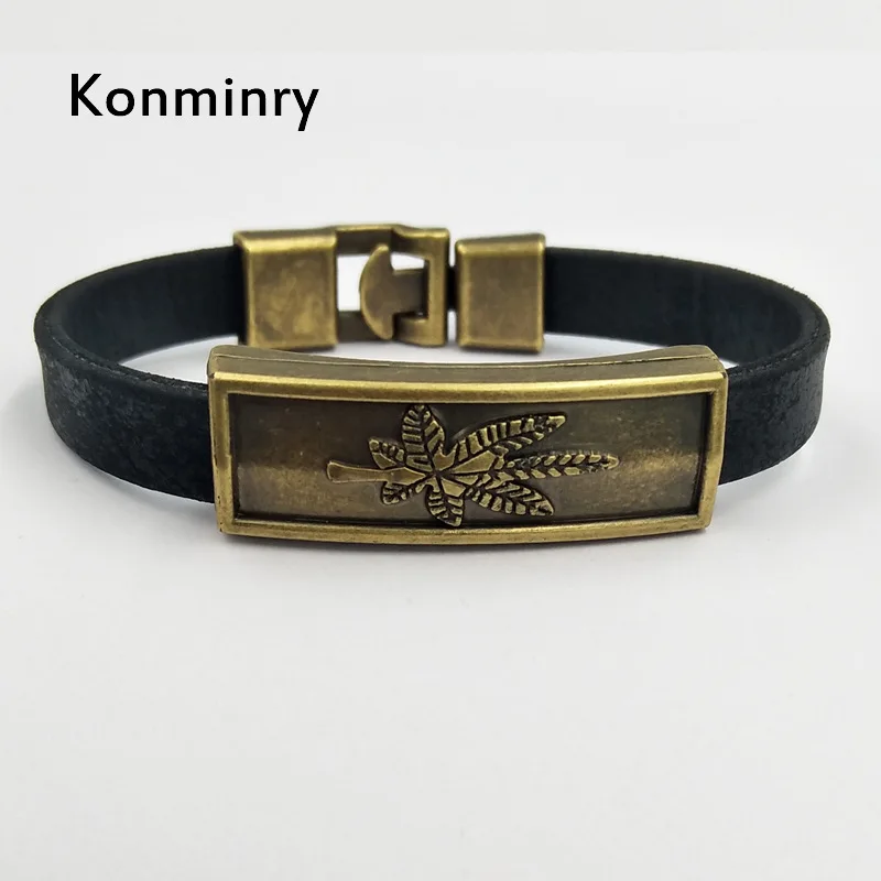 Konminry Religion Leaf Pattern Бронзовый металлический кулон браслет и браслеты Горячая
