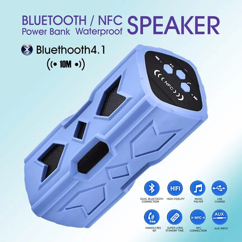 Портативный Беспроводной Bluetooth Динамик V4.0 Водонепроницаемый + NFC 3600 мАч Запасные