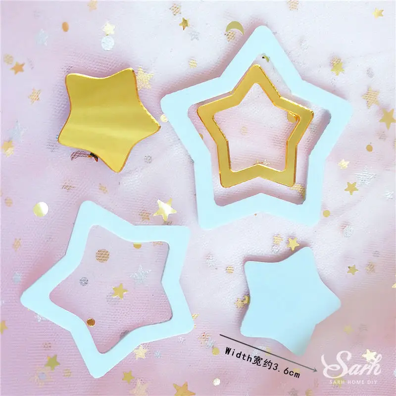 Hollow stars set Разноцветные счастливые топперы для торта на день рождения, розовые, фиолетовые, блестящие, для письма, украшения для рук, вечерние, милые подарки - Цвет: Hollow stars set