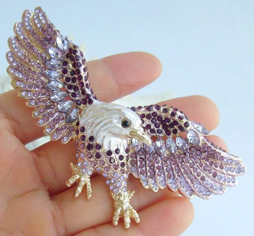 Уникальная брошь с орлом в виде птицы фиолетовая австрийская подвеска