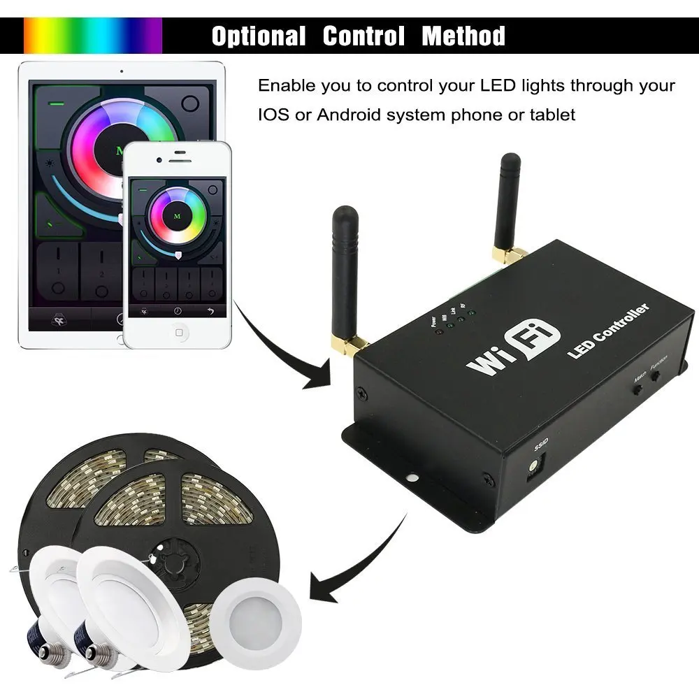 WiFi RF пульт дистанционного управления Wifi RGB/Dual/одноцветный светодиодный диммер Android IOS для WS2811 WS2812B 6803 RGB светодиодный светильник