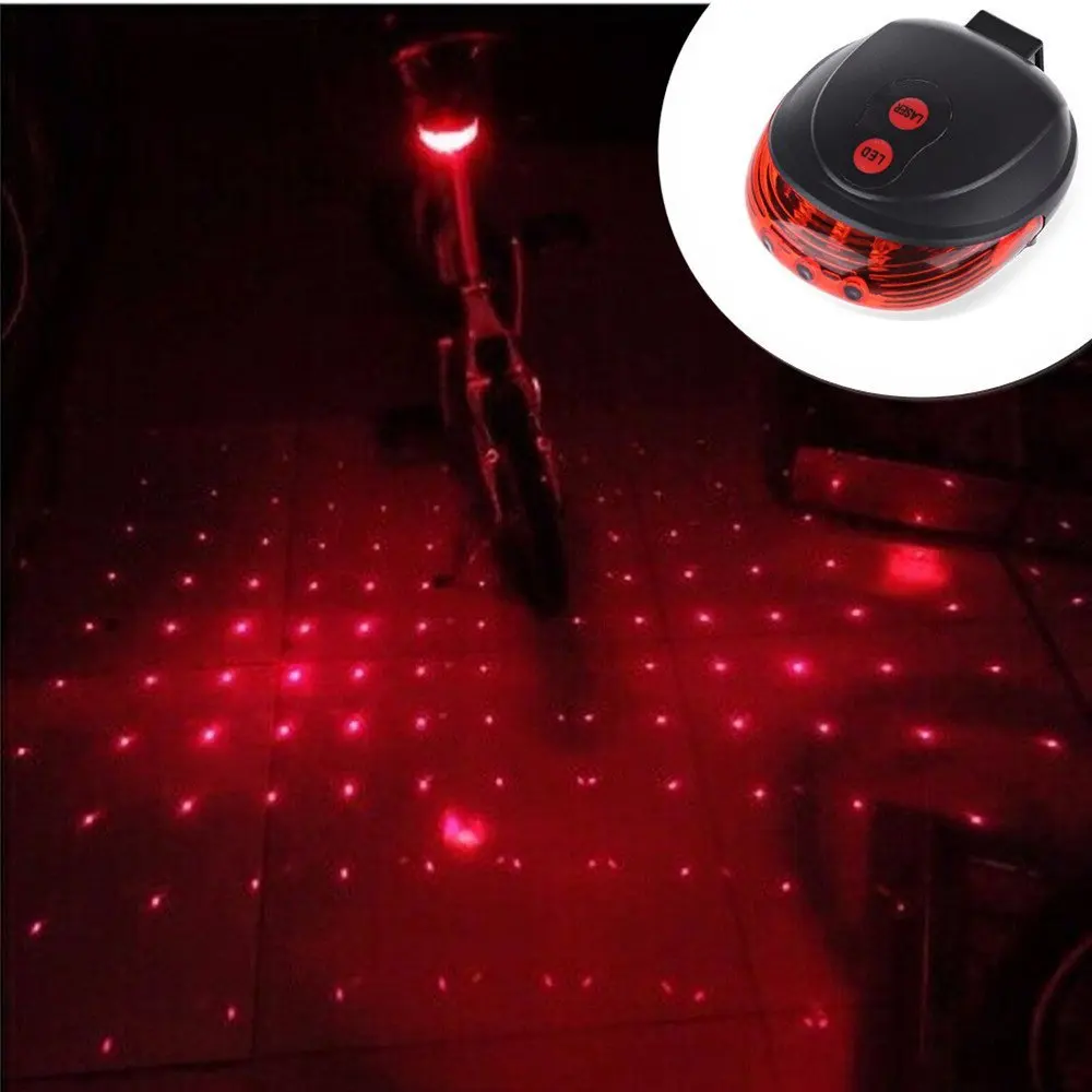 Bicycle Tail Light Waterproof Bike Rear Lights Cycling 7 Cool Flash Mode For Accessories (5LED+2Laser) | Спорт и развлечения