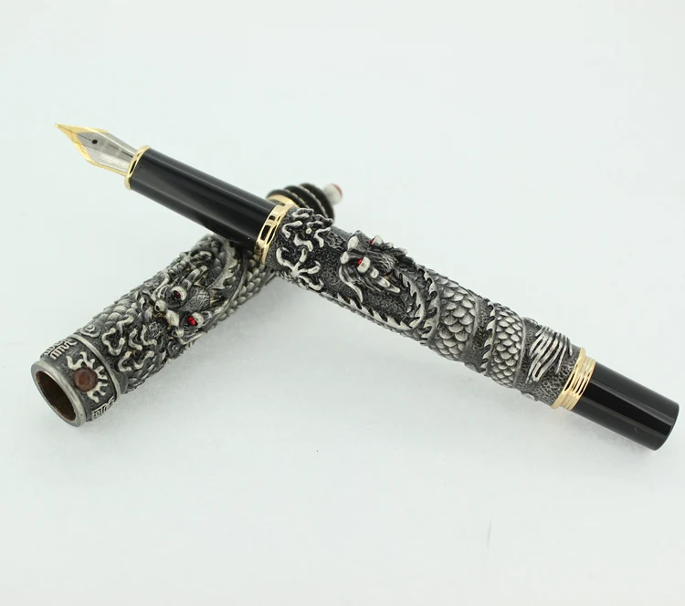 JinHao, ювелирные изделия с двойным драконом, роскошная авторучка, винтажная башня, 18KGP, 0,5 мм, перо, Подарочные чернильные ручки, канцелярские принадлежности, офисные принадлежности