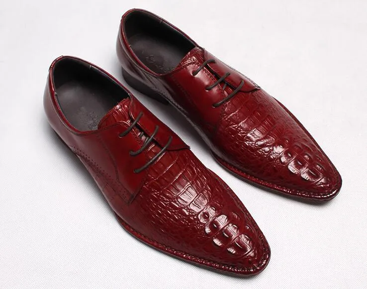 

Pointed Toe Mens Italian Leather Dress Oxfords Shoes 2018 Lace up Male Prom Wedding Party Formal Shoes Spring Autumn Mujers