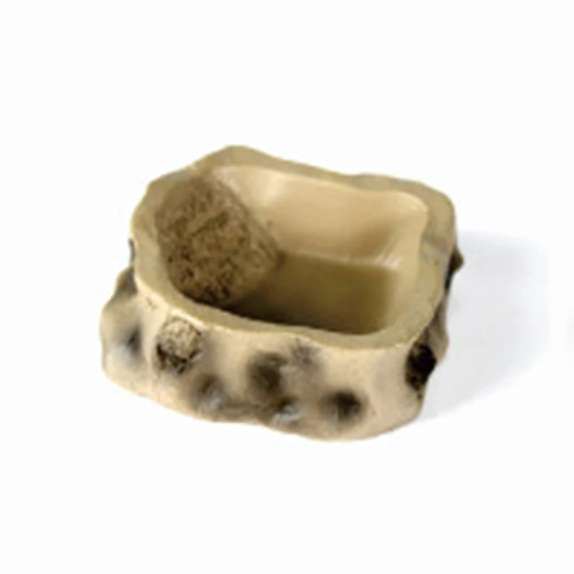 Small Animal Feeding Watering Bowl Supplies Lizard Frog Spider Turtle Imitation Bark Food Water Tray Resin Habitat Decor | Дом и сад