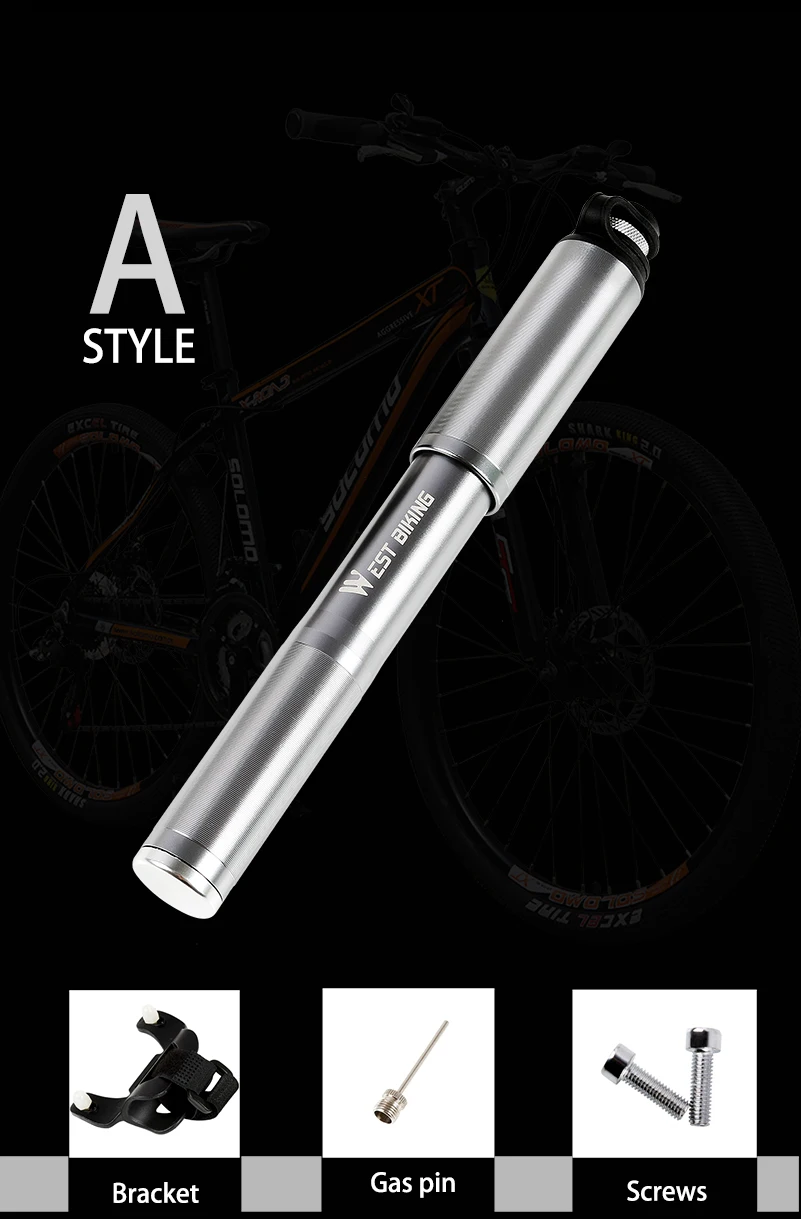 WEST BIKING алюминиевый сплав мини велосипедный насос с манометром Schrader Presta насос для велосипедных шин велосипедный воздушный насос