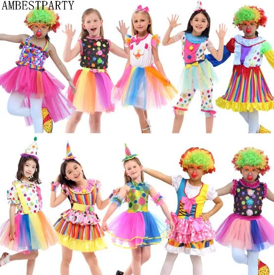 2018 Фэнтези Дети Девочки Мальчик клоун ребенок Карнавал косплей платье Хэллоуин