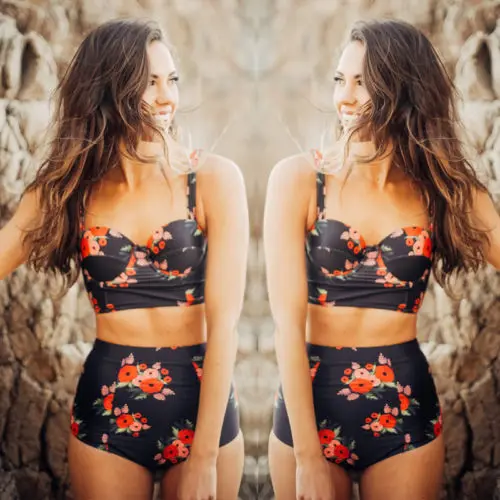 Купальник монокини с цветочным принтом и эффектом пуш ап|Купальники| |