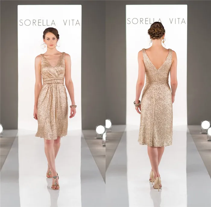 V шеи до колен 2015 оптовая продажа блестки сексуальная красивые блестящие