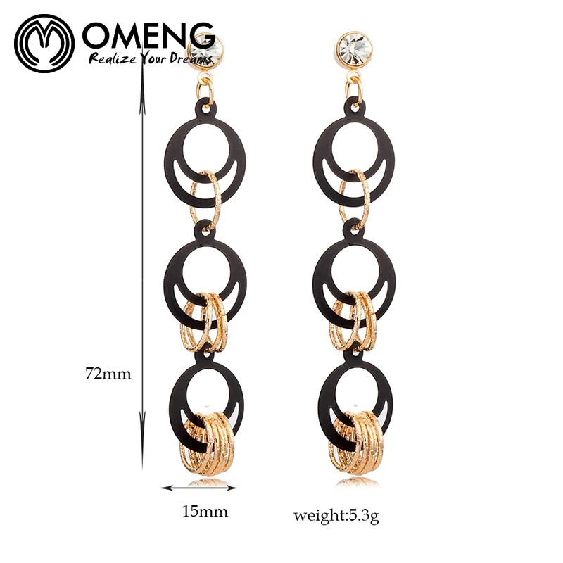 OMENG Черные Длинные Серьги для Женщин Модные Аксессуары Ювелирных Изделий Партии