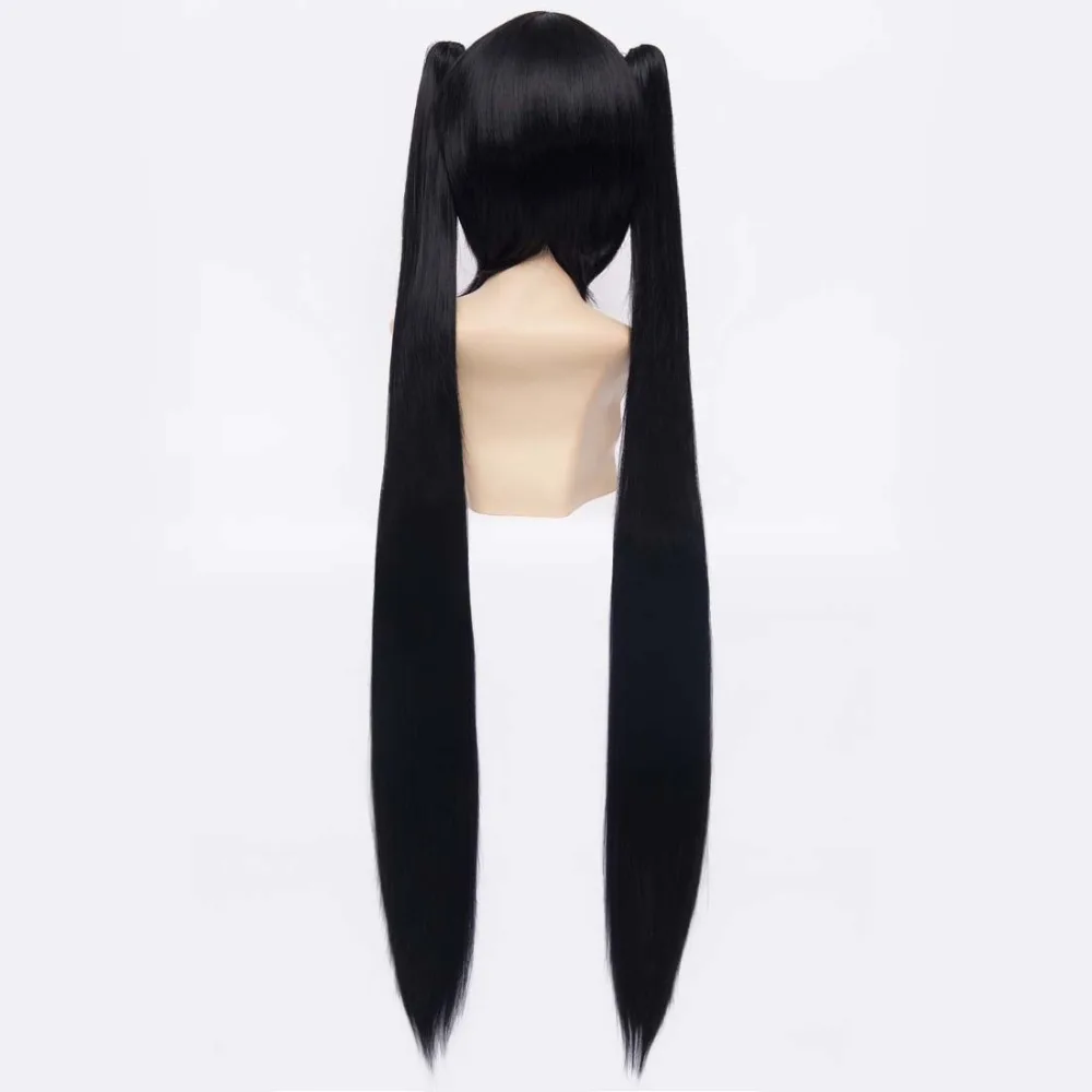 

100cm Vocaloid Zatsune Miku Straight Long Black Ponytail Wig Cosplay Costume Synthetic Hair Perucas High Temperature Fiber