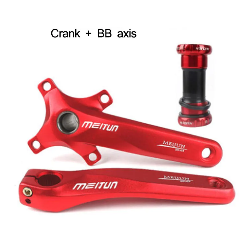 Red crank and axis Meijun горный велосипед, винт из алюминиевого сплава, полый цельный односкоростной звездочка, 36 т зубной диск, велосипедные фитинги BCD104 - Цвет: Red crank and axis