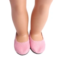 doll shoes simple shiny pink flats 18 inch girl dolls and 43 cm baby doll toy accessories s84