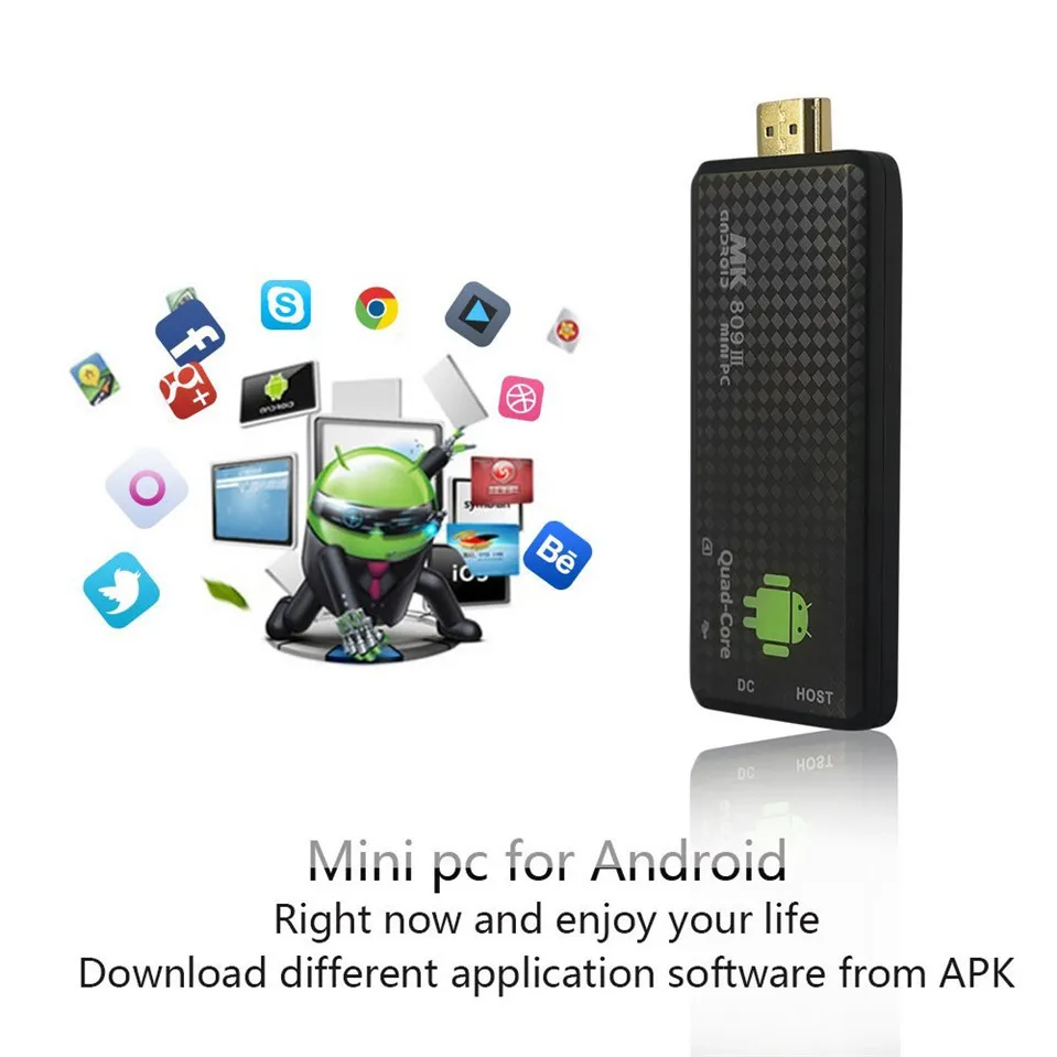 Мини ТВ палка DLAN ключ StickAndroid 4 PC четырехъядерный Rockchip RK3188T 2G/8G Wifi Медиаплеер MK809III