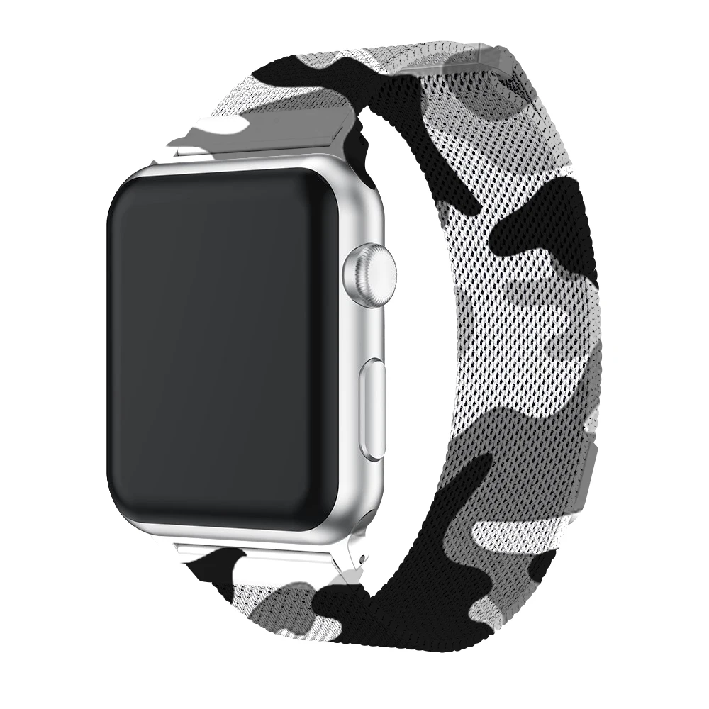 Camouflage Stainless Steel Milanese Band with Semicircle Magnetic Closure for Apple Watch 40mm 44mm | Наручные часы